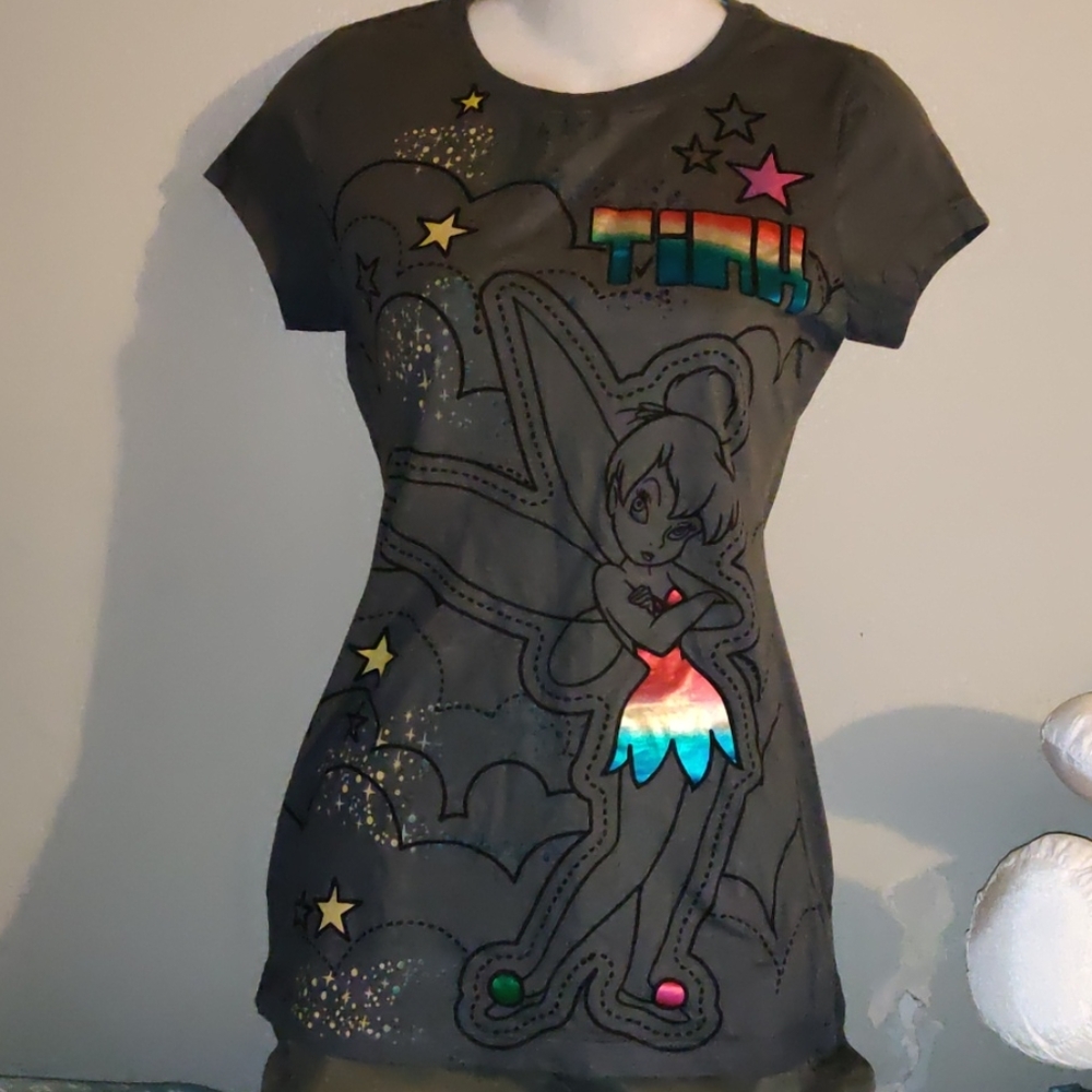 Disney Tinkerbell Gray T-shirt Juniors L